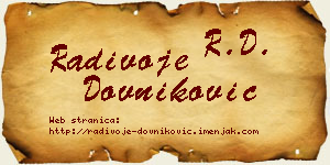 Radivoje Dovniković vizit kartica